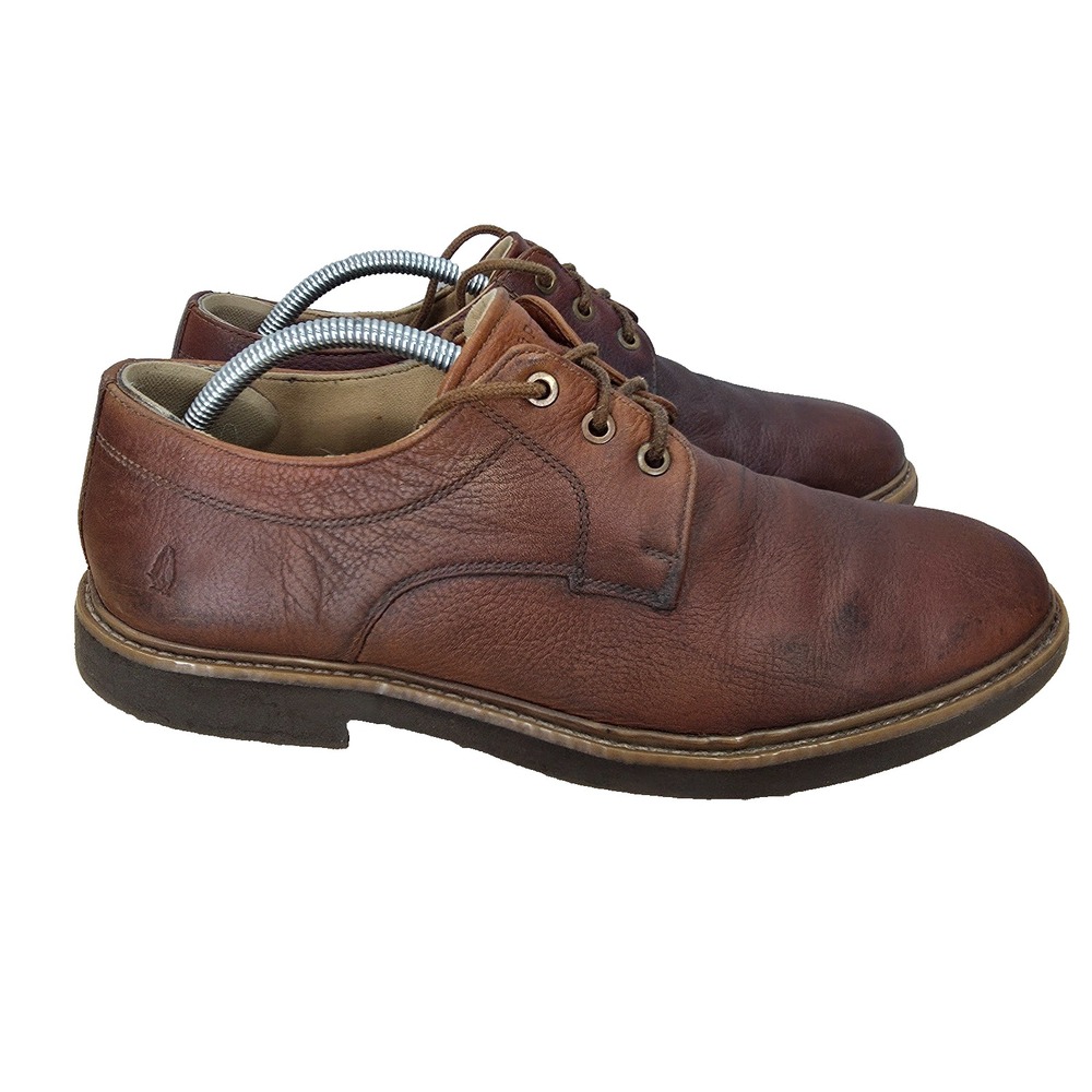 Hush Puppies Detroit Derby Shoes Mens 11 Brown Leather Oxford Comfort Shoes